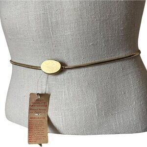 Vintage Stretch Oval Buckle Metal Coil Belt Gold Womens Size XS 80's 90's Glam
